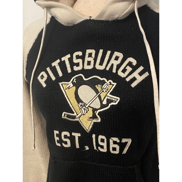 NHL PITTSBURG PENGUINS Womens S Hoodie Cotton Knit Sweater Old Time Hockey BLACK - Picture 13 of 14